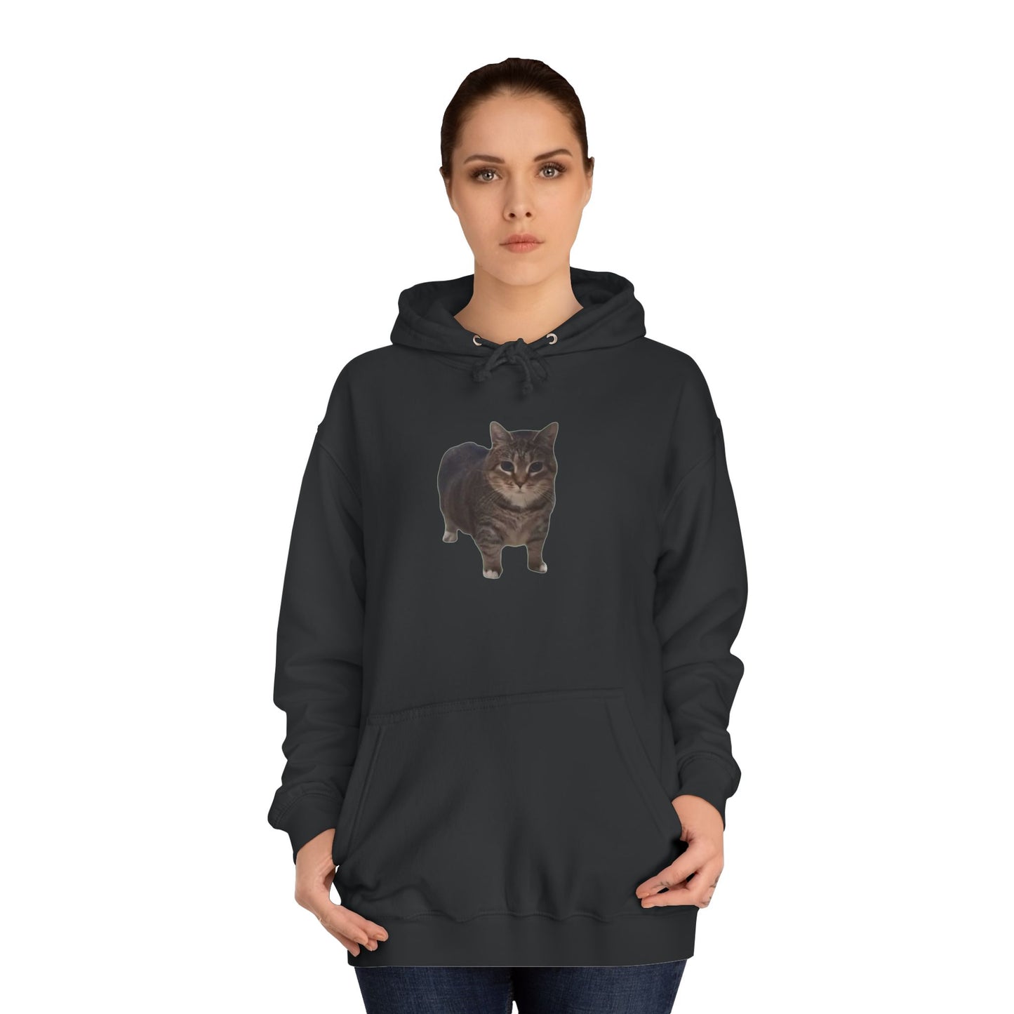 Unisex College Hoodie - Cat Design with 'OIAI OUI AI' Back Print