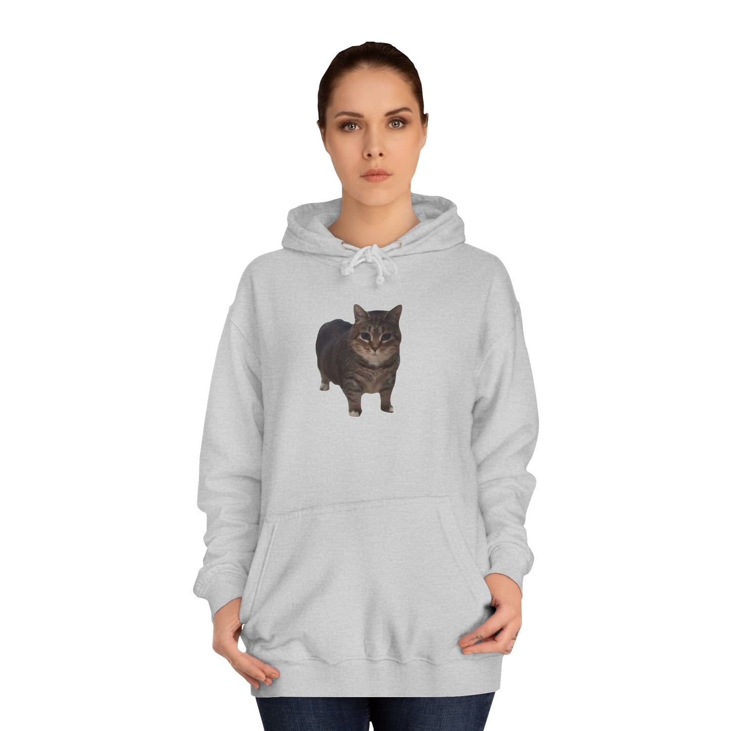 Unisex College Hoodie - Cat Design with 'OIAI OUI AI' Back Print