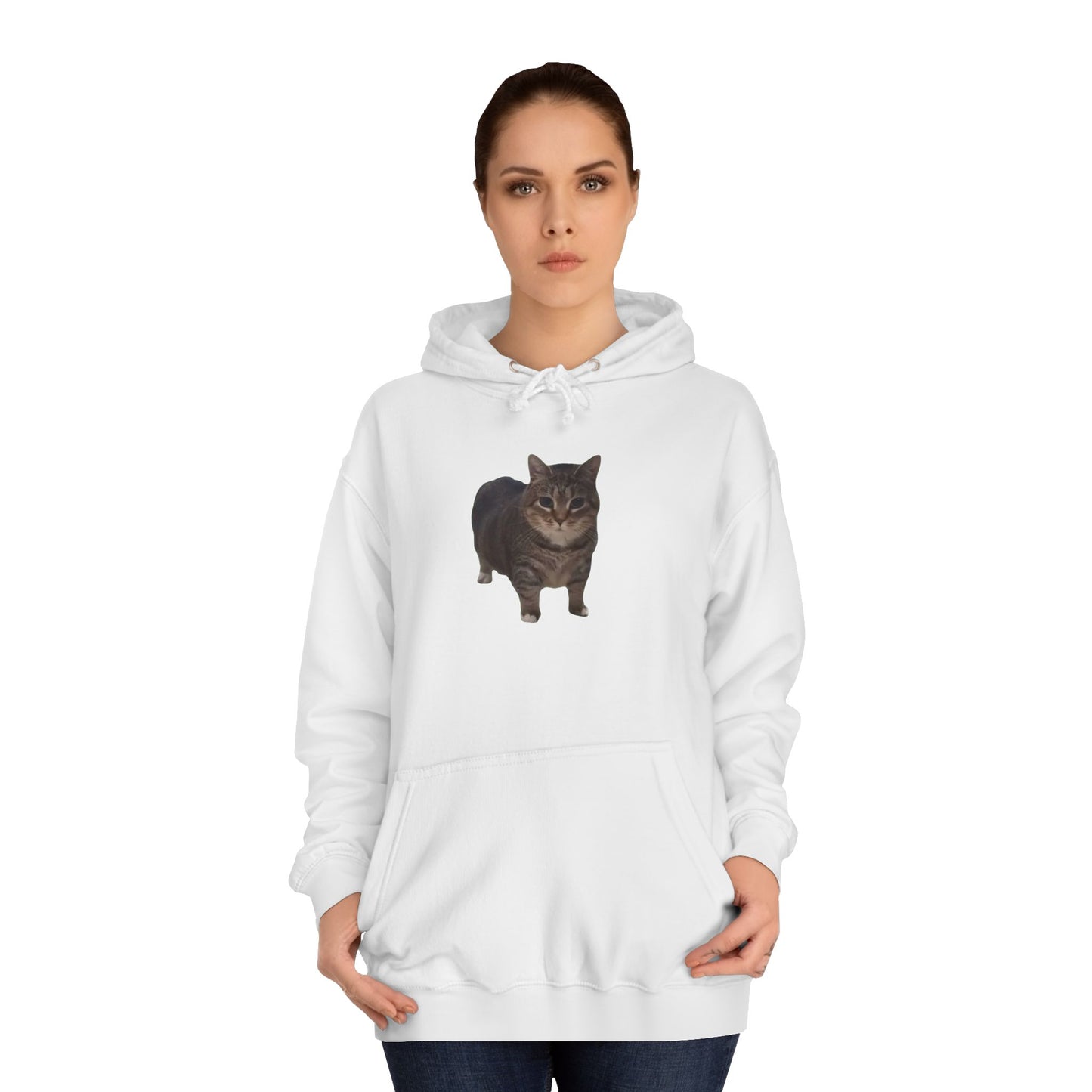 Unisex College Hoodie - Cat Design with 'OIAI OUI AI' Back Print