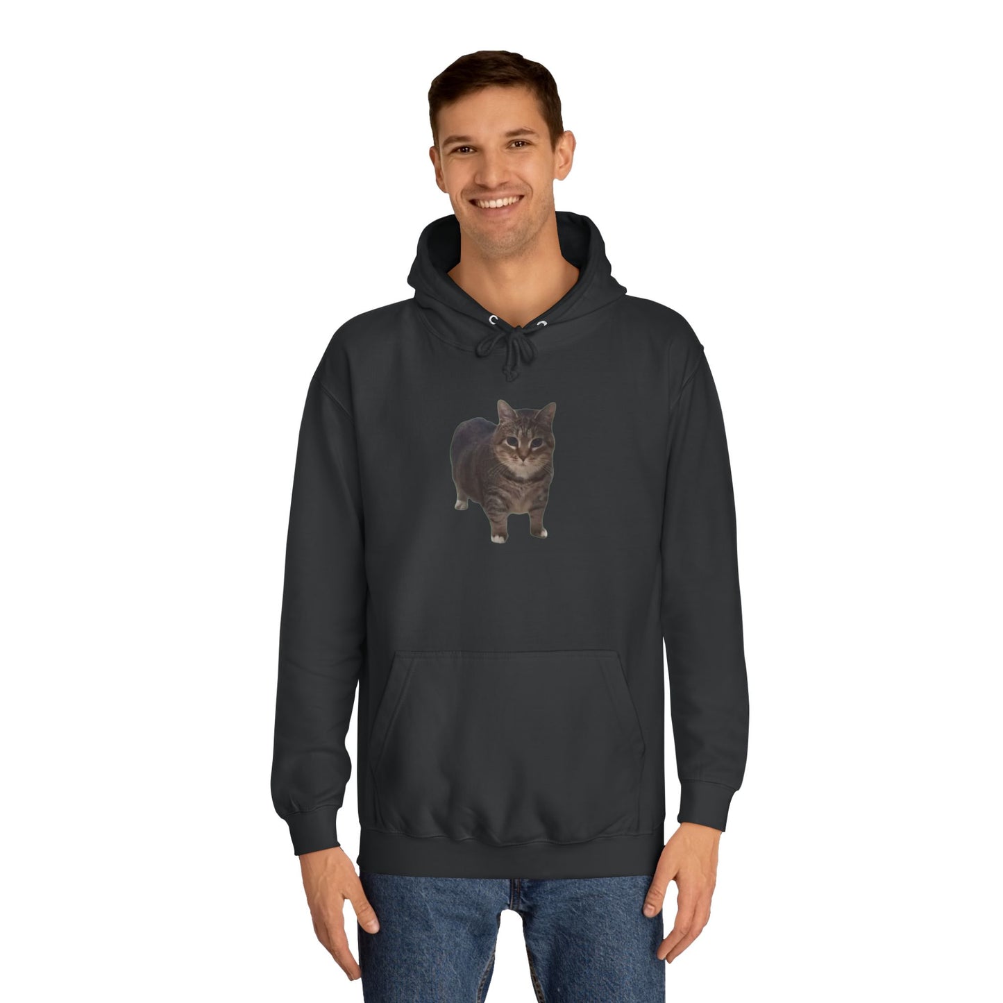 Unisex College Hoodie - Cat Design with 'OIAI OUI AI' Back Print